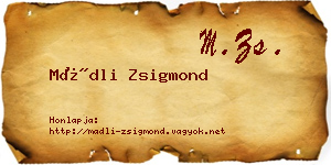 Mádli Zsigmond névjegykártya